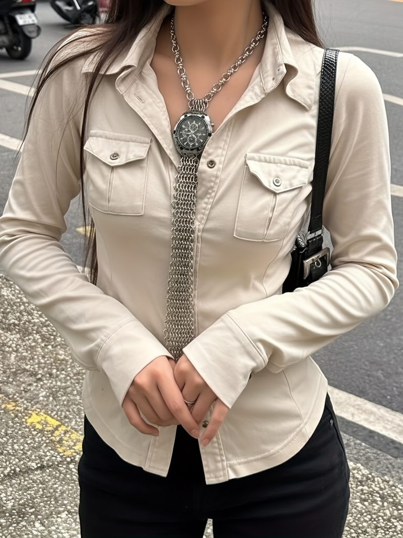 Camicia Donna Autunno Versatile, Stile Casual da Strada,