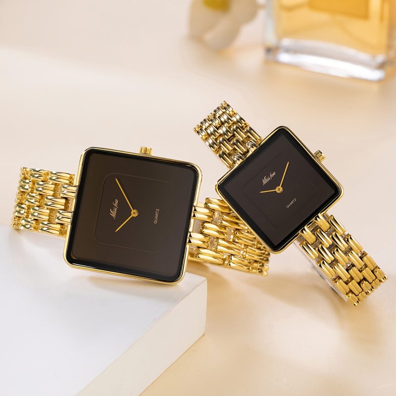 Orologi Missfox presentano un design minimalista che combina moda e lusso, adatti sia per uomini che per donne. Questo orologio al quarzo con quadrante nero è un regalo elegante per coppie innamorate.