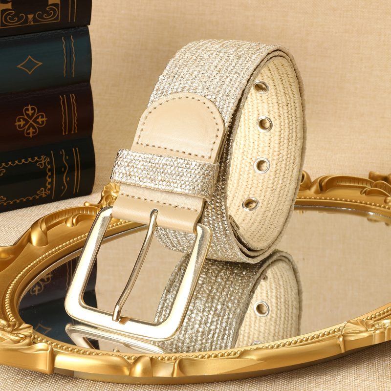 Cinturino con occhielli dorati fatti a mano, decorato con paillettes