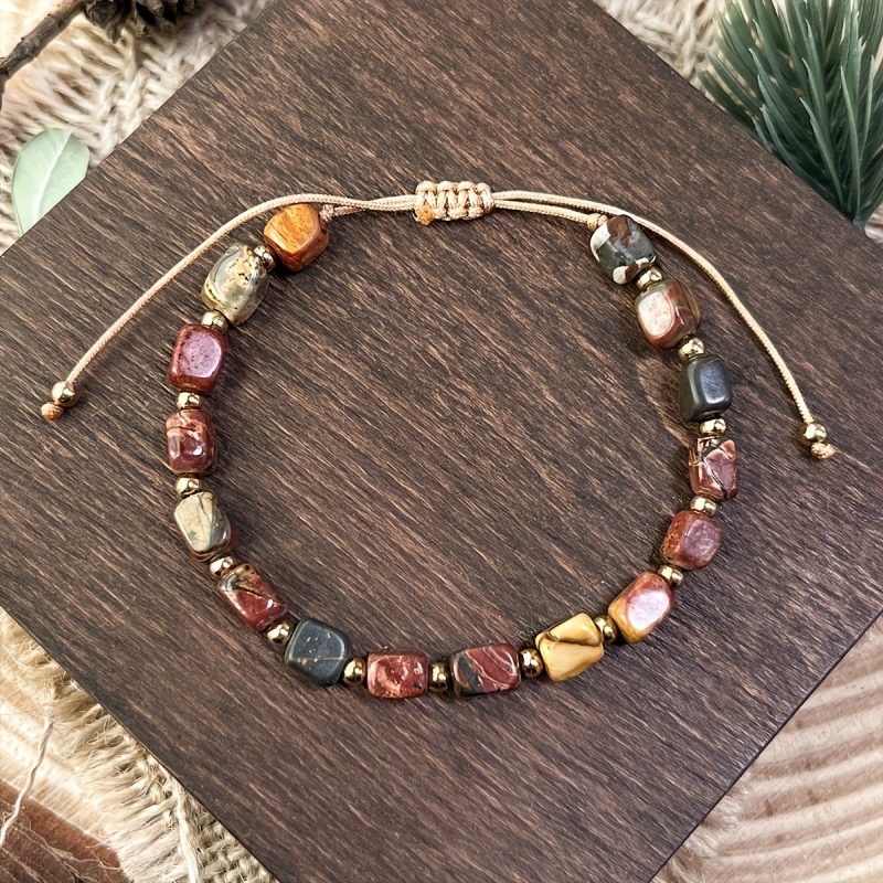 Braccialetto in Pietra Naturale Bohemien - Gioiello con Perle Colorate Stile Vintage