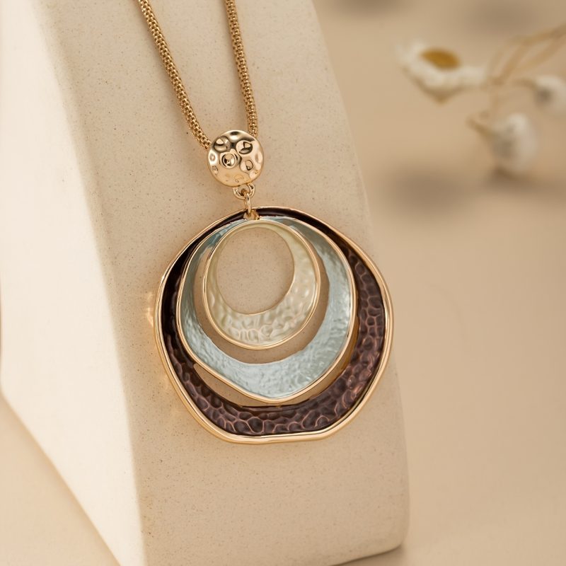 Collana Pendente Donna con Pendente Rotondo Irregolare