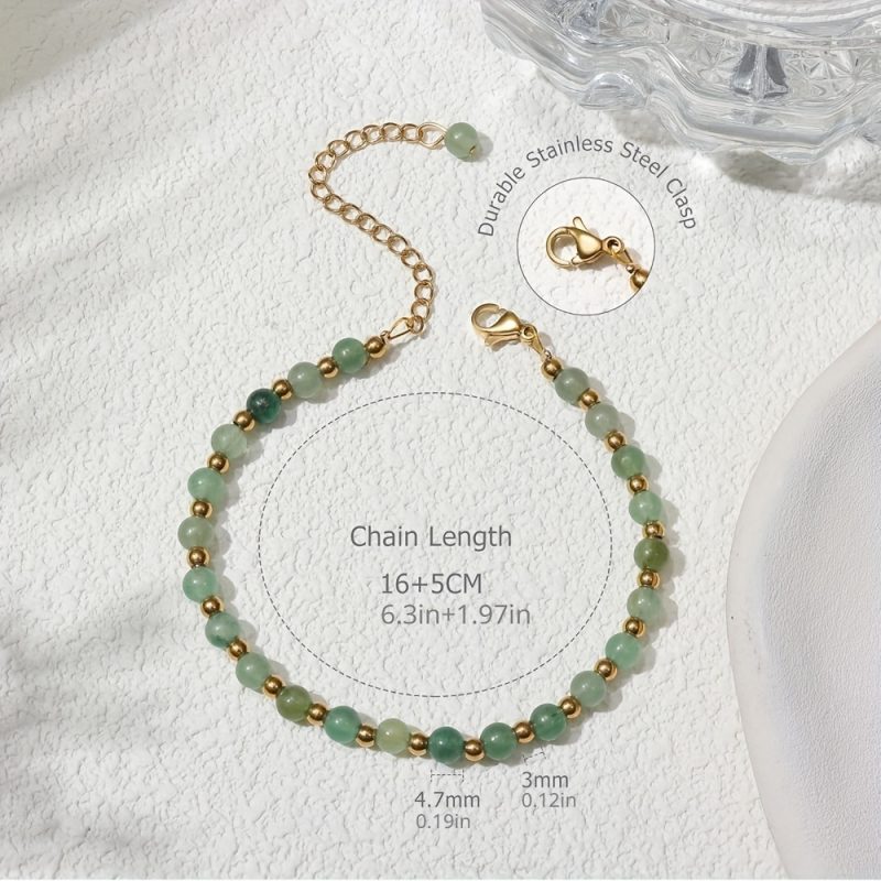 Bracciale da donna con perline in acciaio inossidabile, con pietre,con perline