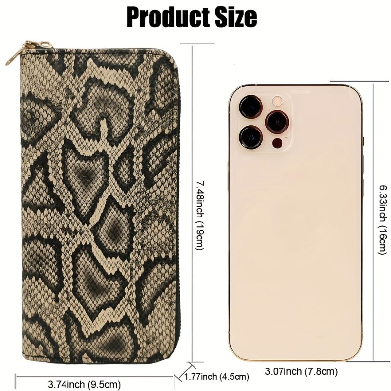 Portafoglio lungo per donna, con stampe di serpente