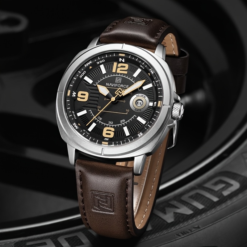 Orologio da Polso Quartz Business di Alta Gamma con Cintura in Similpelle, con Quadrante Calendario