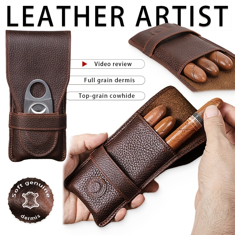Set Custodia per pipa artigianale in stile vintage | Pelle bovina full-grain, contiene 3, organizer