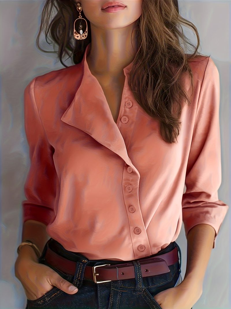 Giacca Elegante da Donna con Risvolto, Taschino sul Petto e Colletto a Bottoni