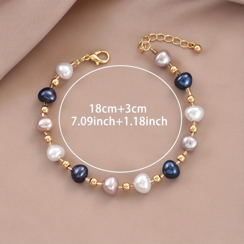 Braccialetto Decorato con Perle Imitazione