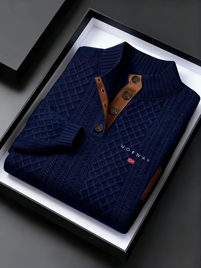 Maglione Henley a maniche lunghe in maglia jacquard da uomo | Stile casual