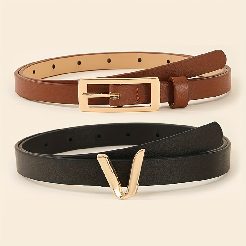 Set di 5 Cinture da Donna - Cinture Slim/Aderenti con Stampa Leopardata