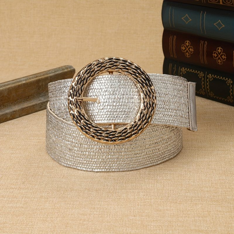 Cintura in Pelle Sintetica Stile Bohémien con Motivo Geometrico, Elasticizzata,