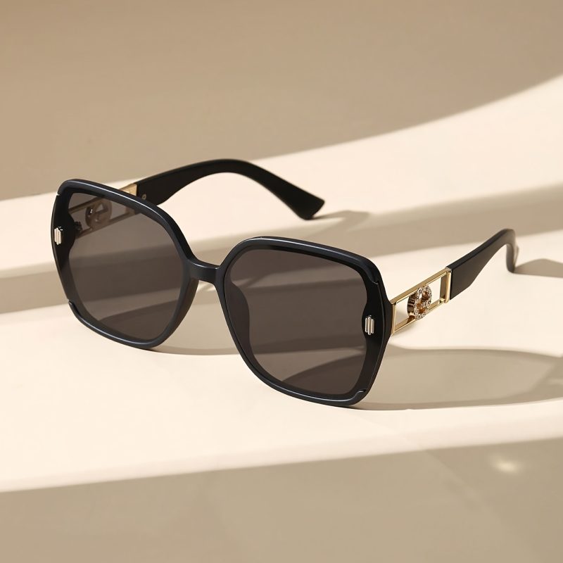 Occhiali da sole ovali da donna con montatura grande, protezione UV400,