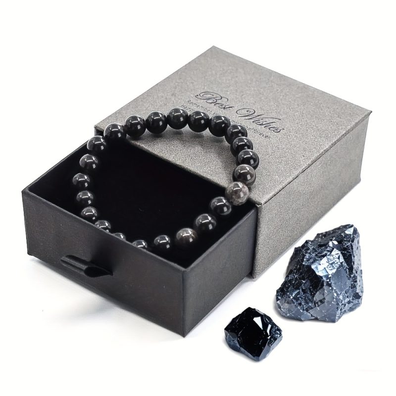 Regalo Bracciale in Obsidiana Argentata Naturale Protezione Ricchezza Spiritualità Equilibrio