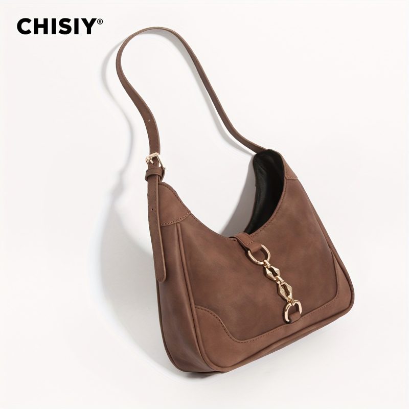 Borsa a mezza luna unisex vintage originale fatta a mano, squisita catena di accessori