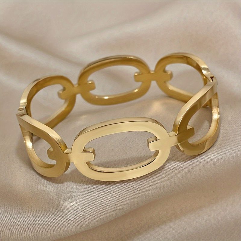Bracciale in acciaio inossidabile 316L placcato oro 18K,