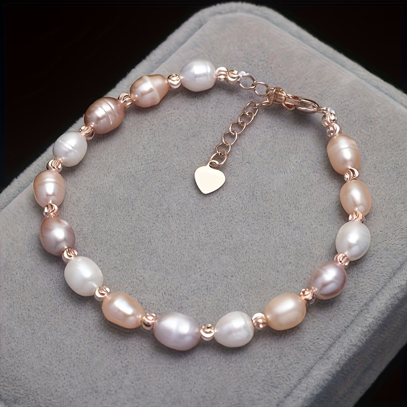 Bracciale elegante e minimalista da donna con perle irregolari stile barocco,