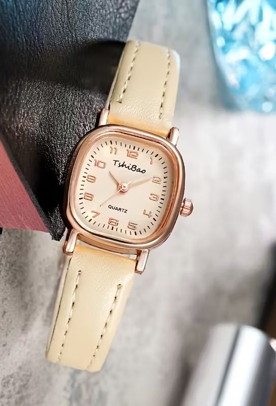 Orologio da donna minimalista ed elegante, quadrante quadrato, movimento al quarzo,