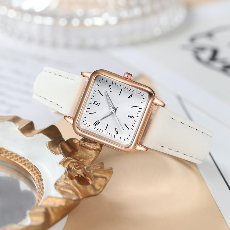 Orologio da Donna al Quarzo | Quadrato, Classico, Cassa in Lega, Cinturino in Ecopelle,