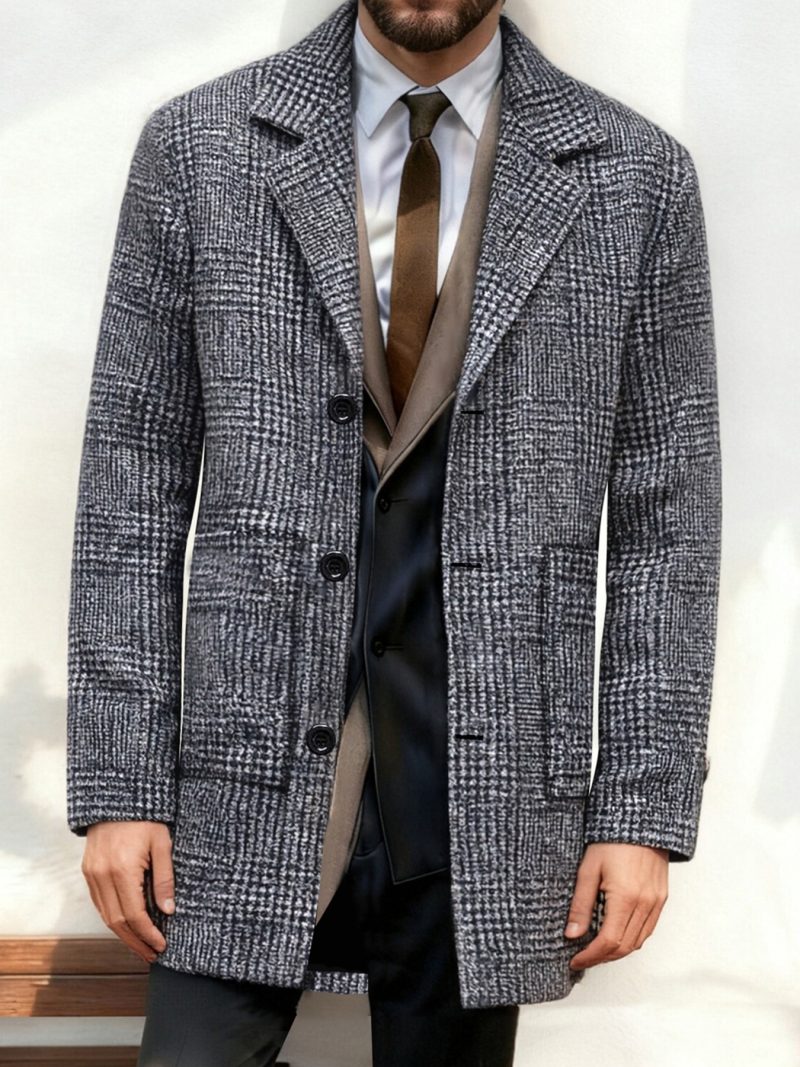 Cappotto da uomo vintage a pied-de-poule, stile inglese dandy, autunno/inverno 2025,