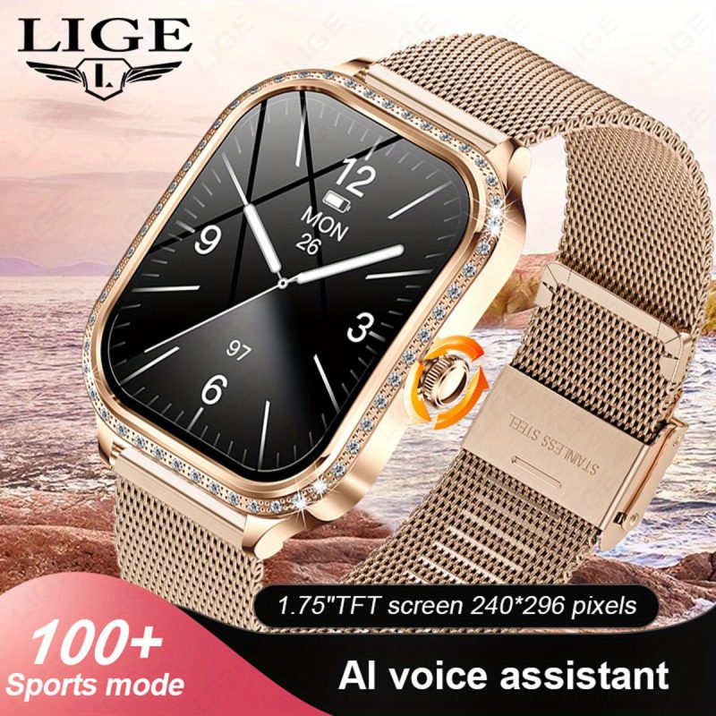 Orologio Intelligente LIGE Elegante per Donne e Ragazze, Schermo Curvo HD 4.45 cm TFT,