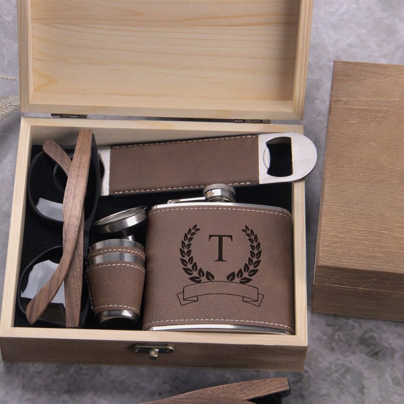 Set Fiaschetta personalizzata con incisione laser, fiaschetta portatile per whiskey