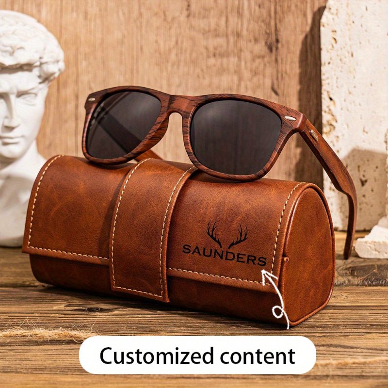 Custodie per occhiali personalizzate, con nomi incisi, adatte per occhiali da uomo