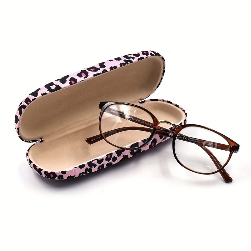Custodia rigida per occhiali con motivo leopardato per la protezione