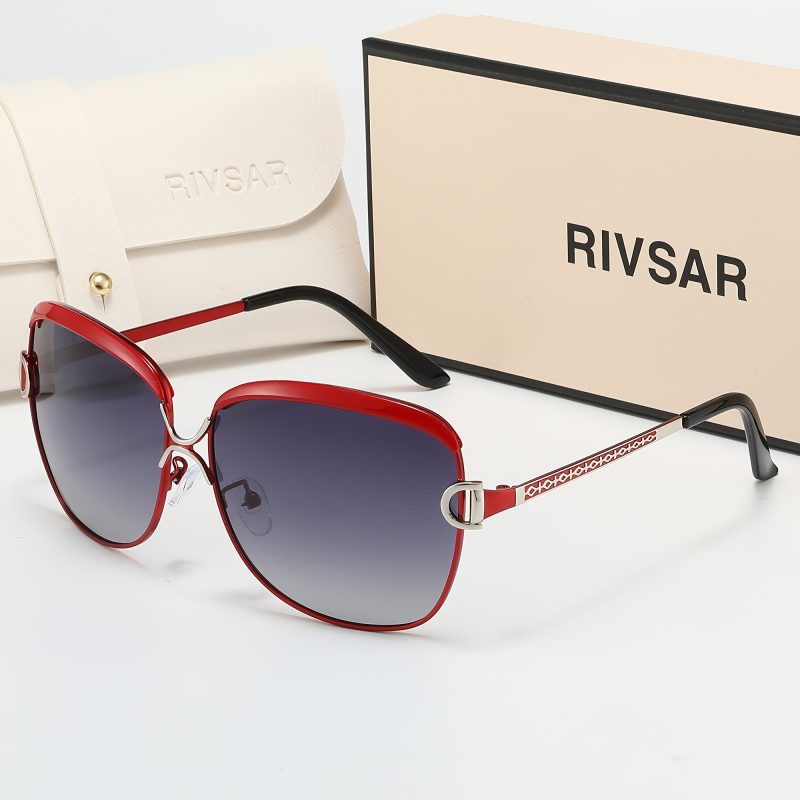 Occhiali alla moda polarizzati da donna RIVSAR, occhiali alla moda da donna rotondi in metallo con giunzioni