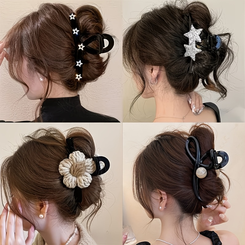 Fermagli 4 pezzi a Pinza a Forma di Squalo con Design a Stella/Fiore/