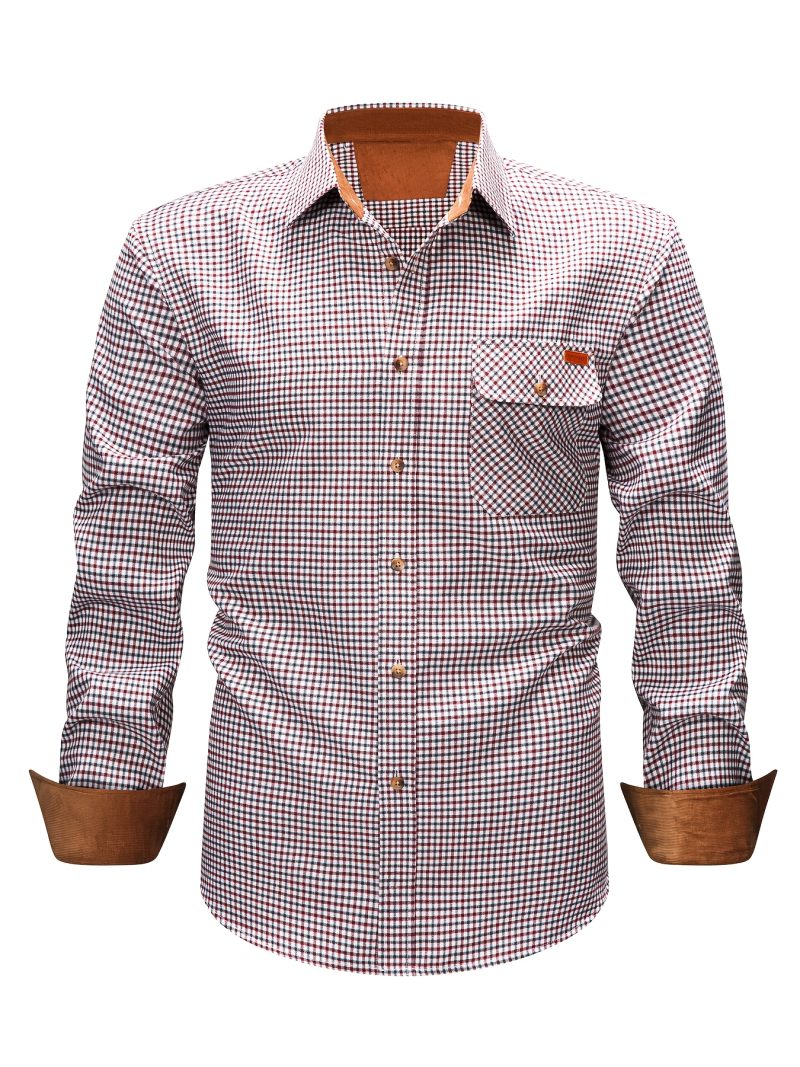 Camicia Spazzolata da Uomo a Maniche Lunghe, Design Bicolore
