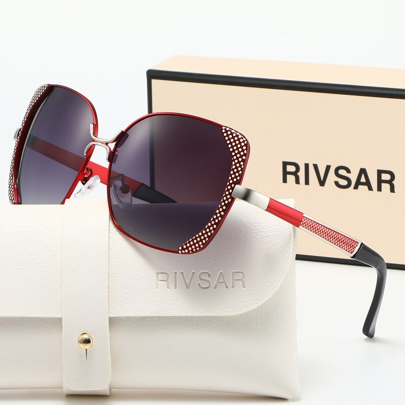 Occhiali da vista alla moda RIVSAR da donna polarizzati con lente TAC e montatura in acciaio inossidabile,