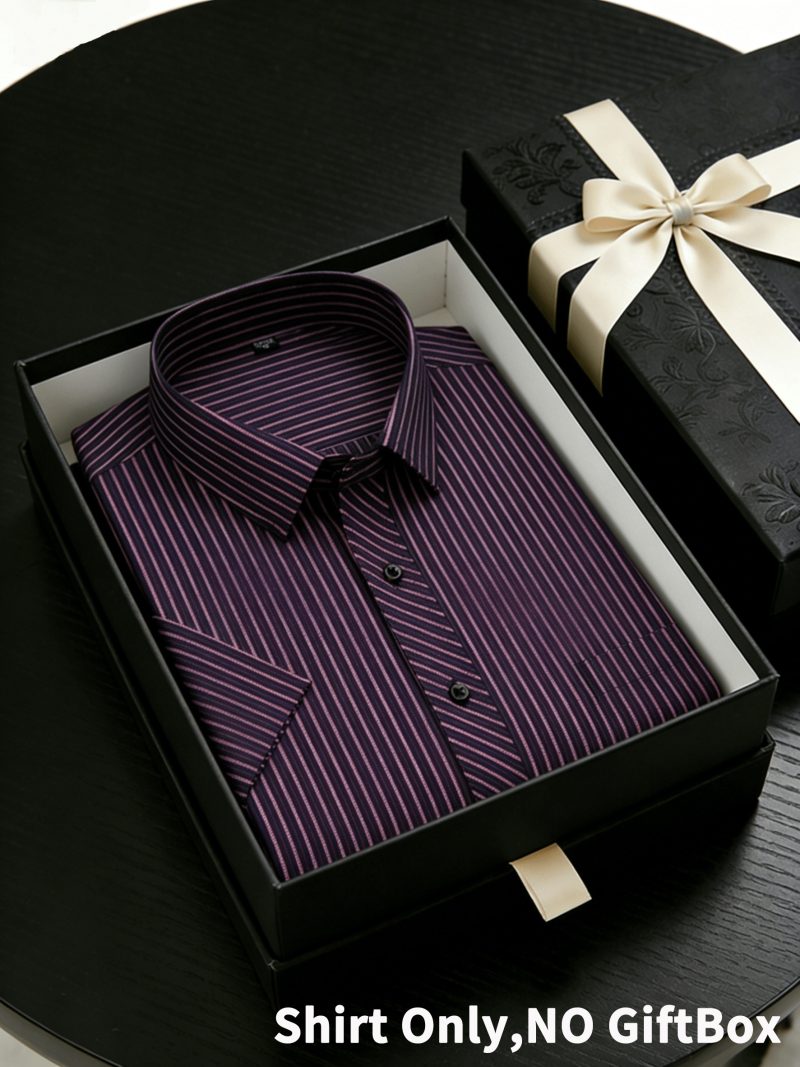 Camicia a righe da uomo a maniche corte,, casual, con tasche