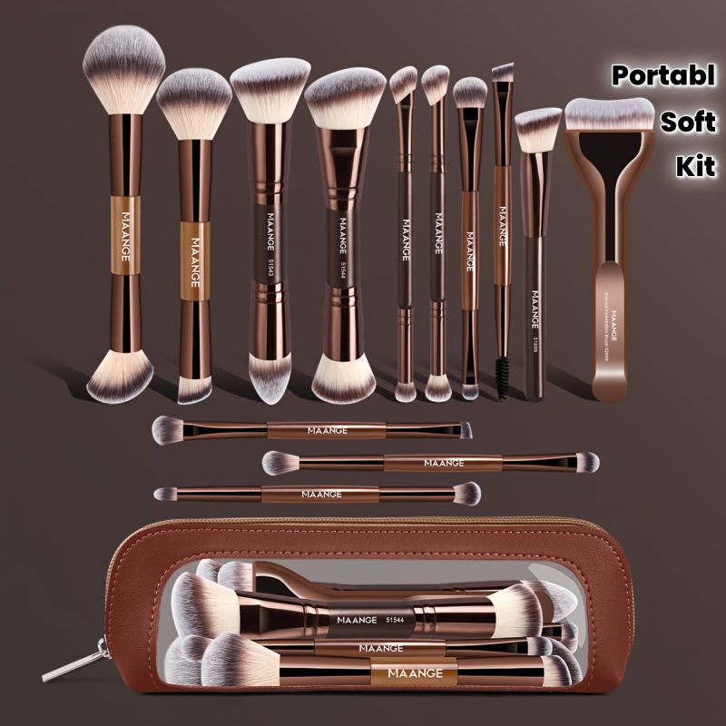 Pennelli Set Trucco Professionale da 14 Pezzi, Include 13 Pennelli da Trucco e Borsa per Trucco,