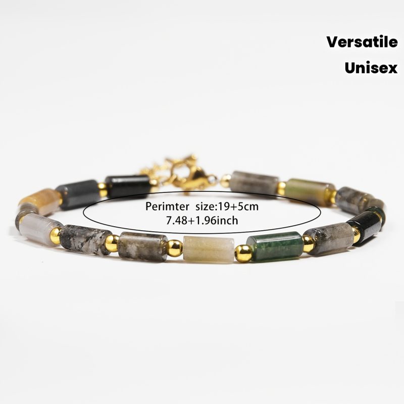 Bracciale in pietra naturale multicolore con tubi rotondi, un accessorio unisex versatile