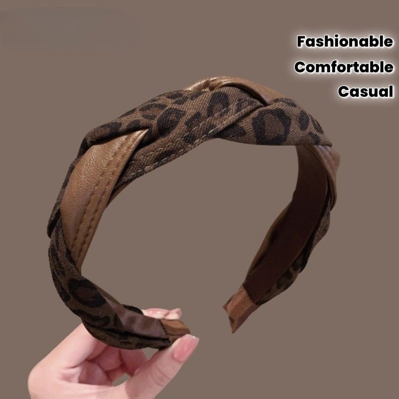 Fascia per Capelli con Stampa Leopardata - Compatibile con Lavaggio Capelli e Doccia,