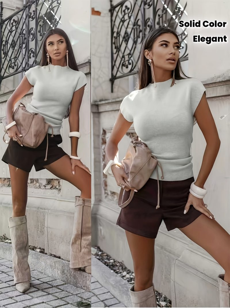 Camicia da donna in tinta unita, facile e elegante, perfetta per il lavoro