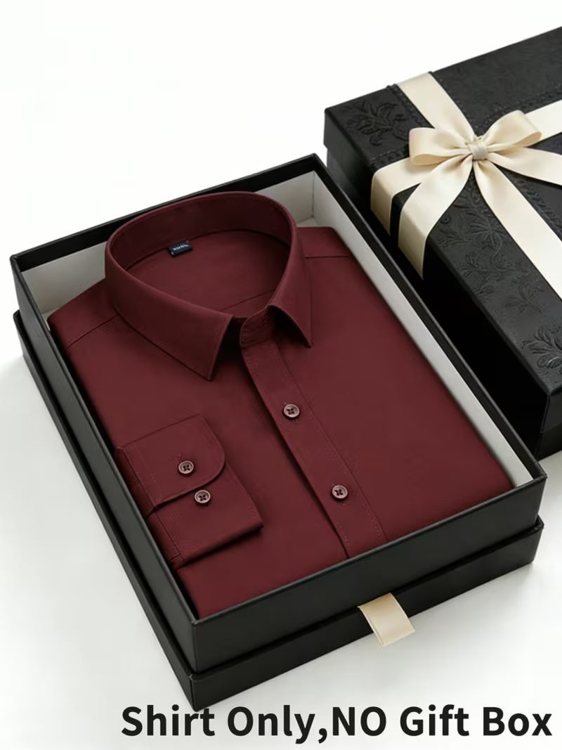 Camicia da Uomo Tinta Unita Leggera Business Casual per Primavera e Autunno