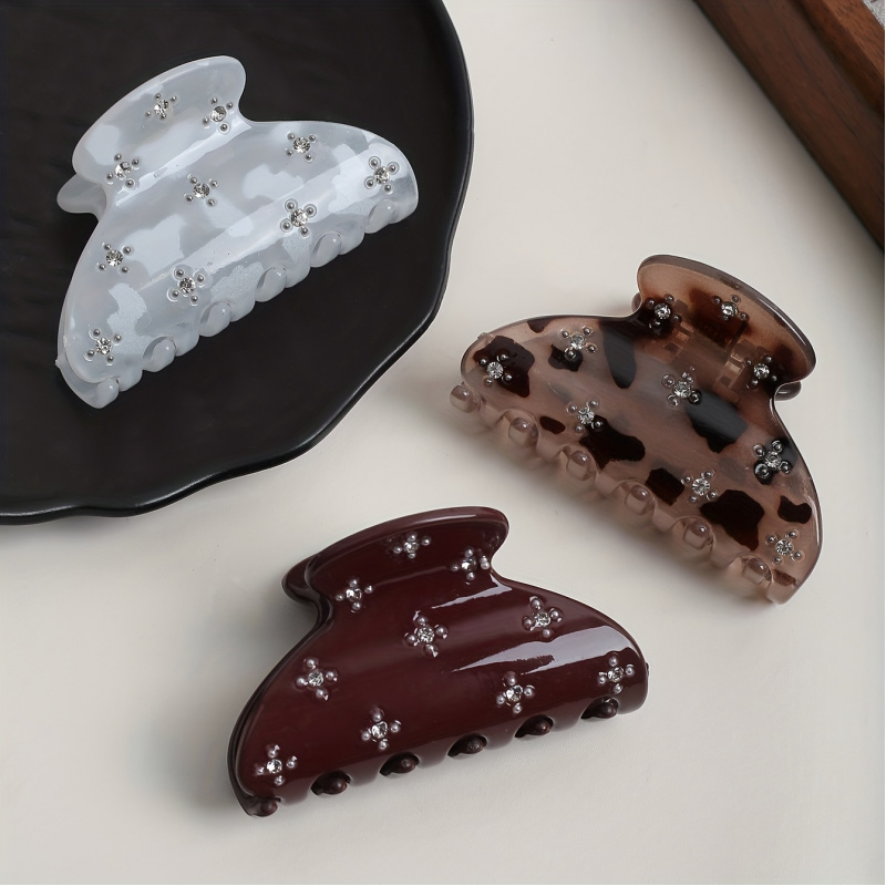 Fermaglio 3 pezzi per Capelli Donna con Strass Mezzo Rotondo, Temperamento di Alta Gamma,