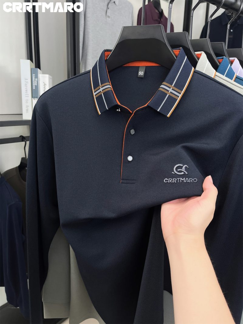 Polo Cartama CRRTMARO Maglia a maniche lunghe ricamata di alta qualità, nuova T-shirt